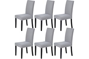 VEAKII Coprisedie con schienale 6 pezzi universali , lavabile Estraibile, coprisedile, molto facile da pulire e resistente, moderna sala da pranzo, hotel, arredamento ristorante (6 Pezzi, Grigio chiaro)