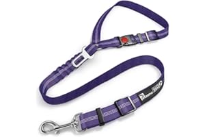 PETZANA Headrest Dog Car Seat Belt Adjustable with Elastic Bungee Buffer Durable Headrest Pet Seat Belt Dog Car Safety Harness Restraint (Purple)