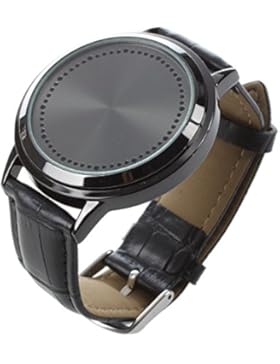 SODIAL(R)Blaue LED Beruehrungsbildschirm Uhr Mode unisex, weiche lederne Uhr Fashion neu, ideal fuer Maenner /...