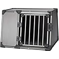 WENKO TRIXIE aluminium dog transport crate in graphite – size M–L: 24 × 26 × 34 in, sturdy and low-noise dog crate with slanted sides, safety lock and non-slip lying mat – 39338