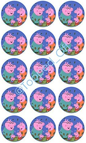 15 x 2" (5cm) Peppa Pig - Round edible cup cake topper decorations ideal for Birthdays by Topped Off (FREE UK SHIPPING)