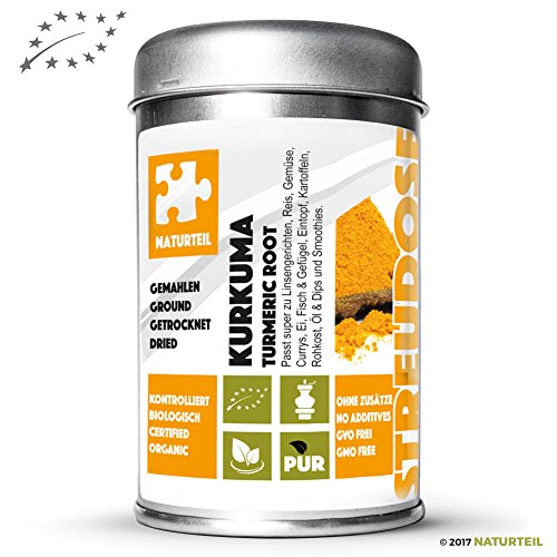 Preisvergleich Produktbild 80 g Bio Kurkuma Wurzel Gemahlen - Im Streuer - Naturteil