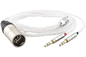 Tirstrup 4-Pin XLR symmetrisches männliches Kabel, 1,2 m, reines Silber, Kopfhörerkabel für Hifiman Ananda, Denon AH-D600, AH-D7200, AH-D7100 und andere Audio-Player (NEUTRIK 4-polige XLR auf Dual 3,5