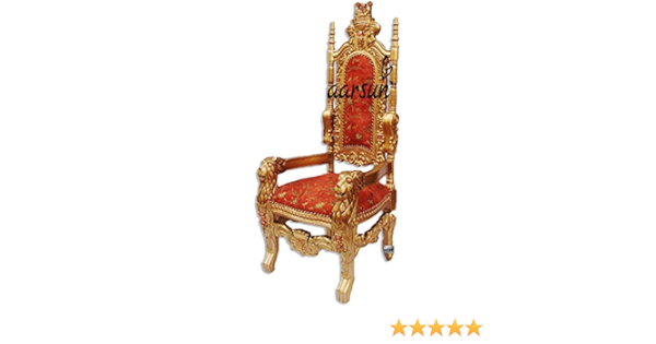 Aarsun Woods Handmade King Size Wooden Chair With Golden Polish Amazon In Furniture