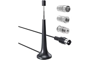 SUPECESORIO Antenne Radio FM Dab Intérieur 75 Ohm Base Magnétique, Câble de 300cm et Connecteurs Compatibles, pour Chaine HiFi, Récepteur Stéréo, Radio Maison, pour Tuner HiFi, Installation Facile Plug and Play