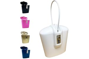 Safego - Caja fuerte portátil para interior y exterior con llave y acceso a números, color blanco
