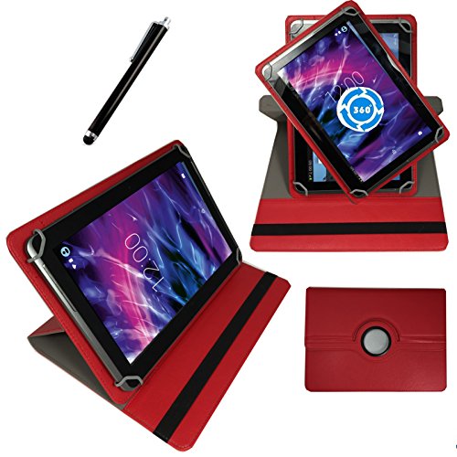 360° 9.7 Zoll ROT Tablet Tasche Schutz Hülle Stand 9,7 Etui für Medion Lifetab P9702 MD 60201 + Stift