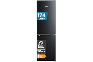 Comfee RCB169DK2(E) Kühl-/Gefrierkombination/150 cm Höhe/Low Frost/Einstellbare Kühlschranktemperatur/LED-Licht/195 kWh/Jahr/115L Kühlteil/59L Gefrierteil/Schwarz