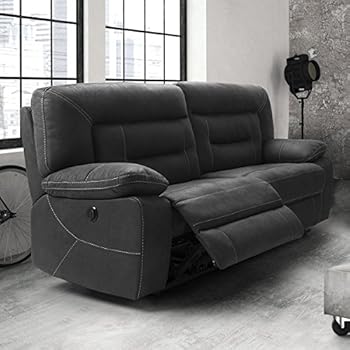 Almeria Canape Relax Electrique 3 Places Gris Fonce Amazon Fr