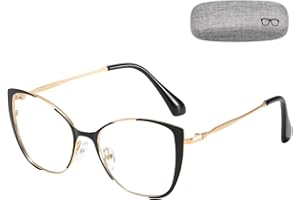 Cleoxyge Blaulichtfilter Brille Ohne Sehstärke für Damen-Herren,Metallrahmen Anti Blaulicht UV400-Schutz PC Gaming Mit Brillenetuis und Brillenputztuch Fake Brille