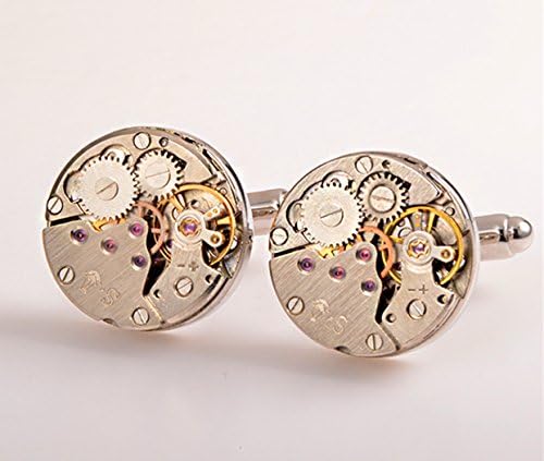 High quanlity steampunk mechanical watches Clock movement cufflinks-good taste men (Roundness)