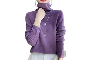 LYAART Maglioni in Maglia Cava a Collo Alto a Maniche Lunghe in Cashmere, Maglione a Collo Alto in Cashmere da Donna