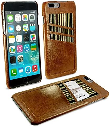 Alston Craig Personalised Genuine Leather Slim Shell & Bank Card Holder for Apple iPhone 8 Plus - Brown