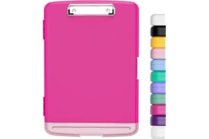 Hnogri Kunststoff-Klemmbrett mit Aufbewahrung, Hochleistungs-Clips, Klemmbrett-Aufbewahrungsbox, geringes Gewicht, glattes Schreiben für die Arbeit, Größe 14 x 9,6 x 1,2 Zoll (rot)