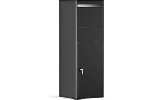 Wiltec Cassetta postale portapacchi nera per pacchi medi e piccoli Parcel box