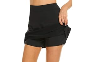 NSICBMNO Skorts for Women Lady Elastic Waist Tennis Skorts Skirts with Inner Shorts Ladies Casual Comfy Sports Shorts Activewear Skirts Skorts Baggy Athletic Yoga Jogging Mini Skirts