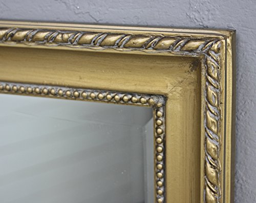 elbmöbel 100x50cm Spiegel gold Landhaus Holz Wandspiegel barock Badspiegel Standspiegel - 6