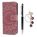 Produktbild Mlorras Hülle für Huawei P Smart 2019 / Huwei Honor 10 Lite, Geprägte Sonnenblume Strass Leder Handyhülle Klappbares Brieftasche Schutzhülle Wallet Case Cover mit Integrierten Kartensteckplätzen Rosa