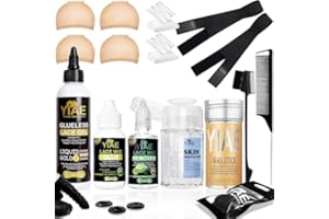 YIAE colle perruque lace wig set de luxe, colle perruques à tenue extrême et glueless lace gel à tenue temporaire, Set d'accessoires pour perruques avec bâton de cire cheveux, peau et protège-doigts