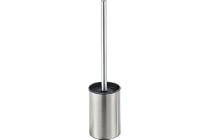 BRIMIX Toilet Brush with Holder Set Stainless Steel 304 Toilet Cleaning Brush for Bathroom Round Floor Standing Toilet Bowl Brush (Brushed Nickel)