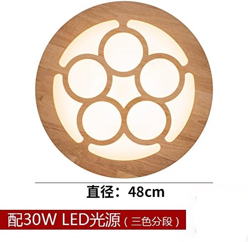 GZLIGHT Modern Ceiling Light Pendant Lamp the Nordic Creative Children'S Room Solid Wood Wood Art Lighting Five Rings and the Tri-Color Dimmable With A Diameter Of 48cm