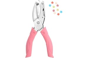 Classicseali Small Hole Punch, 5mm Star Durable Hole Punch Shapes,Shape Holes Punches with Rubber Handle,for Clothing Tickets DIY Craft Labels Scrapbooking Tools, Pink