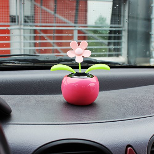 COM-FOUR® 2er Set Solar Wackelblume in 2 verschiedenen Farben, 11 x 10 x 7 cm (2 Stück – pink/grün) - 2