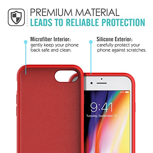 MoKo Funda para iPhone 7 - Ultra Slim Flexible Silicona Parachoques Gel Ara  azos Absorbente Resistante Protector Tacto Suave Back Cover para Apple iPhone 7  Rojo