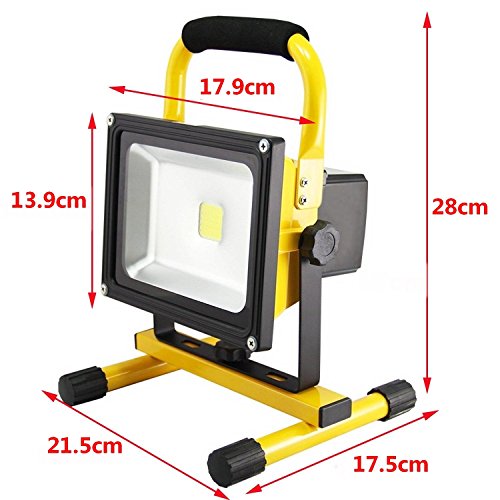 MCTECH® 20W Warmweiß Gelb Handlampe LED AKKU Flutlicht Arbeitsscheinwerfer Beleuchtung laterne IP65 - 2