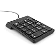 SPIN CART USB Numeric Keypad Portable Slim Mini Number Pad for Laptop Desktop Computer PC, Full Size 18 Key, Big Print Letters - Black