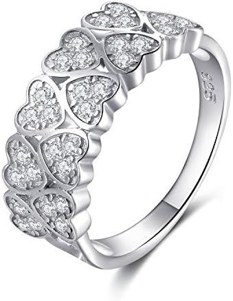 Sindy 925 Sterling Silver Hearts Tiara Ring Cubic Zirconia Diamond Ring