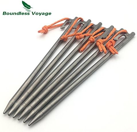 Boundless Voyage 4/6 pcs Titanium Alloy Tent Pegs Camping Awning Pegs Outdoor Tent Stakes