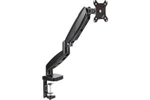 Amazon Basics Gas Spring Single Computer Monitor Arm Mount, Adjustable, Holds Monitors up to 27 Inches (68.6 cm), Black