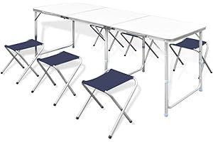 vidaXL Set da Giardino Tavolo Pieghevole 6 Sedie Regolabili Mobili Campeggio
