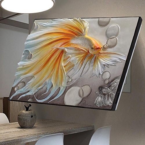 ZZZSYZXL Three - dimensional relief fish meter box decorative painted horizontal version 50 * 70 cm , betta meter box a