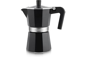 Sivaphe Stovetop Coffee Maker 300ml/6 Cups, Aluminium Moka Pot Italian Espresso Maker with Heat-Resistant Handle, Black