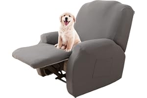 Lydevo Funda para Silla reclinable Funda expandible, Protección para Silla reclinable Juego de 4 con Bolsillos Laterales Funda Antideslizante Lavable,Grau