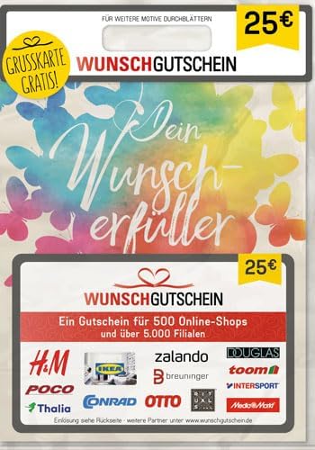 ‘Wunschgutschein’ (Gift Card) The Ideal Gift - 500 Redemption Partners - for Germany - by Post