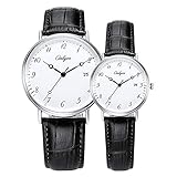 Hswt Quarzuhr für Frauen Mode Quarzuhr für Männer und Frauen Uhren für Paare Wasserdicht Ultradünn Kalender Zubehör ansehen,Black
