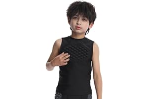 Rurunklee Youth Padded Football Shirt,Football Rib Protector Chest Heart Guard Shirt | Rib Protectors Kids Compression Shirt with Pads for Kids Boy Girl