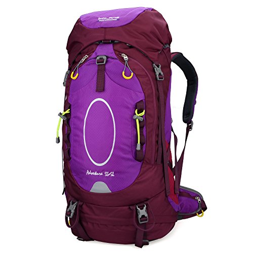 BOLANG Outdoor Hiking Pack Internal Frame Backpacks Camping Climbing Bag 8415 (Purple, 55Liter)