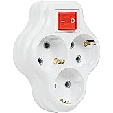 TİMSAL 3l&uuml; Anahtarlı Golyat, &Uuml;&ccedil;l&uuml; Topraklı Priz Duvar Tipi &Ccedil;oklayıcı Fiş, 16A 250 Volt, Max 3600 Watt (Beyaz)