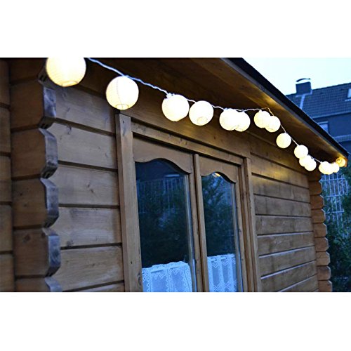Lampion-Lichterkette mit 40 LED-Lampions Ø 7,5 cm weiß für innen und außen von Gartenpirat® - 2