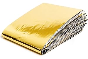 Gisinti Couverture d'urgence 12 pièces en toile isotherme 210 x 160 cm, couverture thermique d'urgence, couverture de survie, protège de la chaleur et du froid, | or argenté