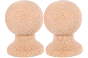 TOFFICU Solid Wood Ball Finial Decorative - 2Pcs Wooden Posts Finial, Staircase Spindles Caps, DIY Unfinished Pine Ball Newel Post Caps, Unfinished FencePost Toppers for Home Accessories