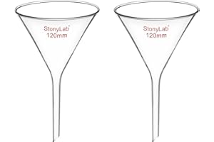 stonylab Glass Funnel, 2 Pack Heavy Wall Borosilicate Glass Short Stem Filter Funnels Laboratory Glassware, Diameter 120 mm