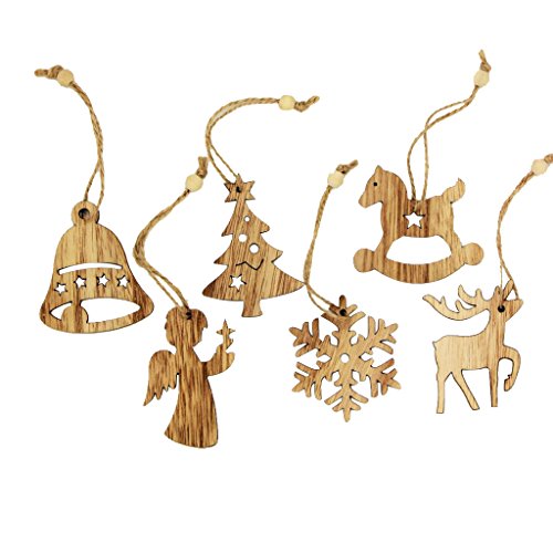 Sharplace 12 Pezzi Albero Di Natale Decorazione Abbellimenti di Legno Addobbi Appesa Ornamenti