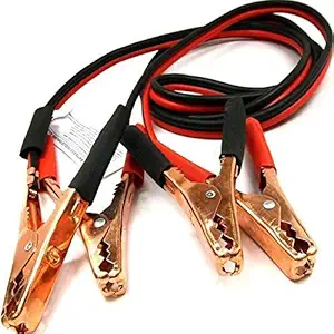 Ramanta Car 500 Amp 6.5 Feet Copper Wire Booster/Jumper Cable with Leads for Indigo ECS, (Set 2 Cables with Leads, Red & Black)