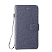 Produktbild LG K7 / LG K8 Hülle Case,LG K7 / LG K8 (5 Zoll) Leder Cover,Carols [Burlap - Muster-Mappen-Kasten] echten Premium Leinwand Flip Folio Denim Abdeckungs-Fall, Slim Case mit Ständer Funktion und Identifikation-Kreditkarte Slots für LG K7 / LG K8 (5 Zoll) - Marineblau