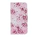 Produktbild iPhone 5 5S SE Hülle, Chreey Gemalt Muster Schutzhülle Lederhülle Dreieck Magnetische Schnalle Premium PU Leder Flip Cover Brieftasche Kreditkarte Taschen Etui Handyhülle Schutztasche [Kleine Blumen]